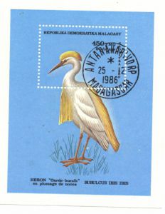 Блок, гашеный. Мадагаскар, 1986. Птица ― Антикварно-нумизматический центр "Пава" | интернет-магазин