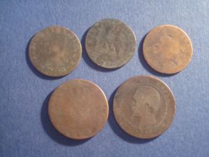 Набор монеты Франции XVIII-XIX в. 5 шт