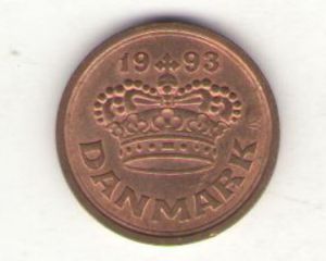 Дания, 25 оре 1993 ― Антикварно-нумизматический центр "Пава" | интернет-магазин