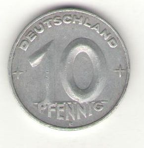 ГДР, 10 пфеннигов 1950 год, "Е", R ― Антикварно-нумизматический центр "Пава" | интернет-магазин