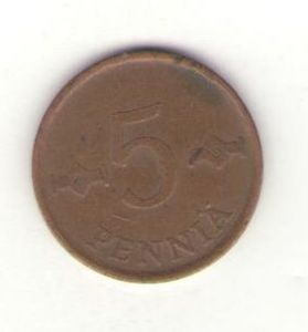Финляндия, 5 пенни, 1966 год ― Антикварно-нумизматический центр "Пава" | интернет-магазин