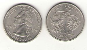 25 центов США 2000 год, Южная Каролина ― Антикварно-нумизматический центр "Пава" | интернет-магазин
