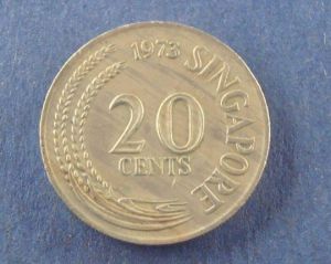 Сингапур, 20 центов 1973 ― Антикварно-нумизматический центр "Пава" | интернет-магазин