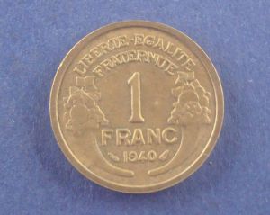 Франция, 1 франк 1940 ― Антикварно-нумизматический центр "Пава" | интернет-магазин