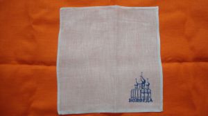 Носовой платок.Вологодский Софийский Собор(синий),белый лен,20х20 см